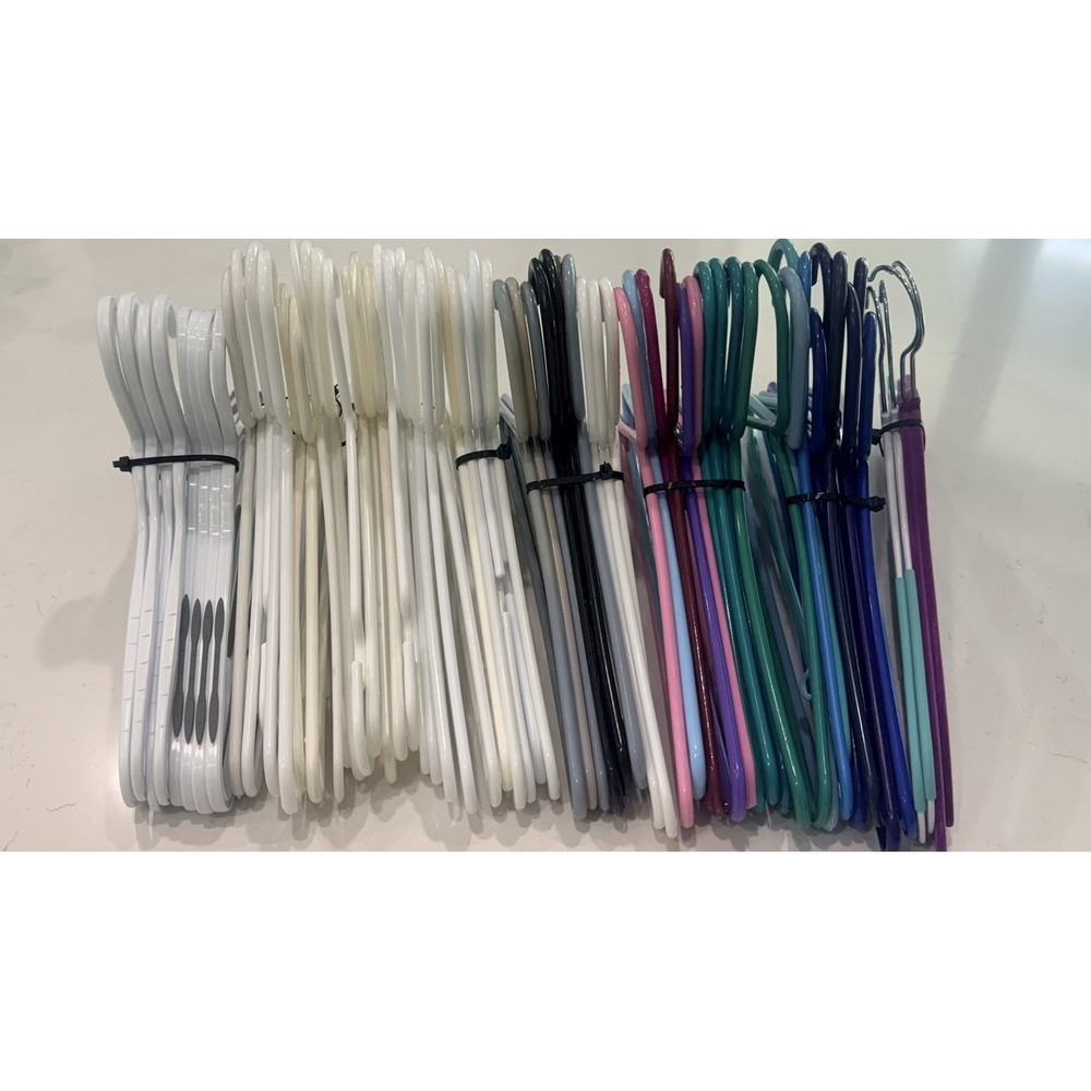 LOT of 67 Multicolor Plastic Notched Hangers mixed Tubular Thick Standard